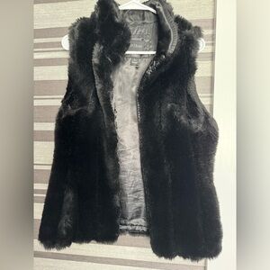 White House Black Market Elegant Black Faux Fur Vest
